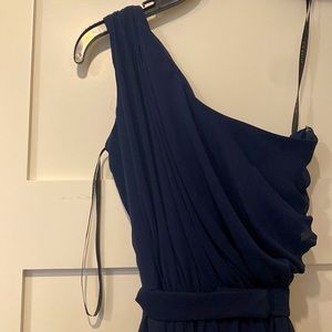 5’2” altered - Asymmetrical Navy formal chiffon dress